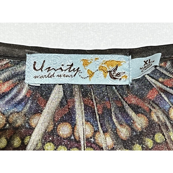 Unity World Wear Velvet Top Tunic Womens XL Floral Pullover Boho Artsy Hippie - Picture 8 of 11
